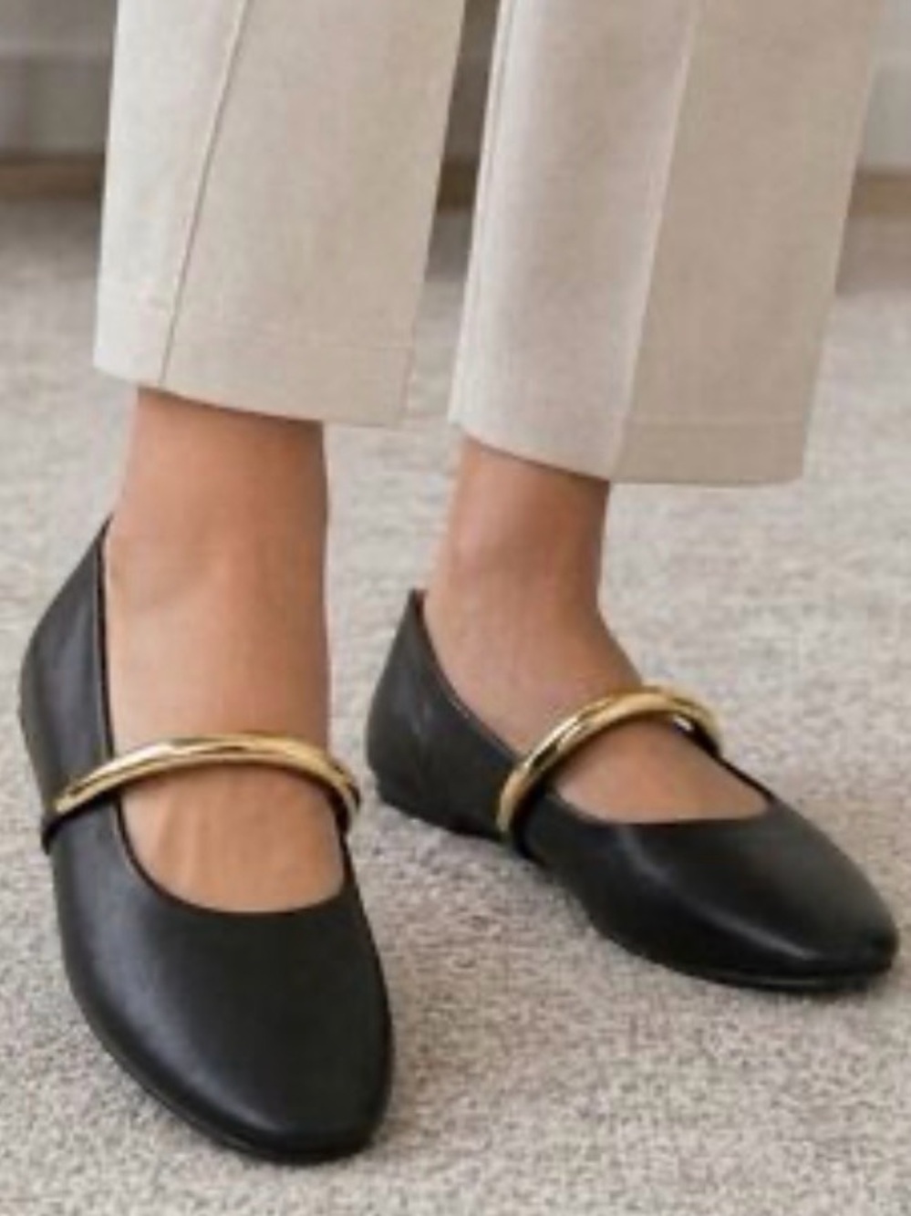 I.N.C Black Mary Jane Flats with Gold Accent